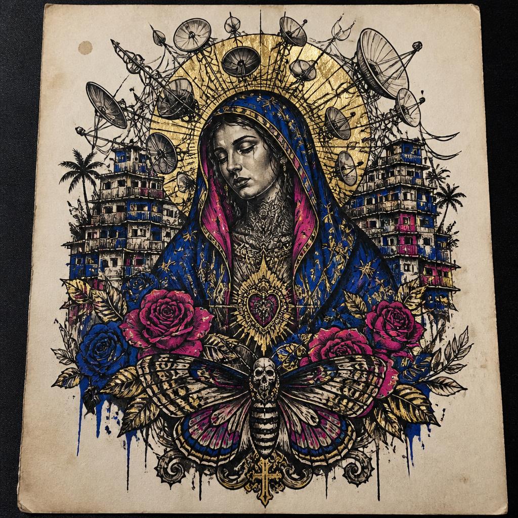 Ornamental tattoo sketch on paper